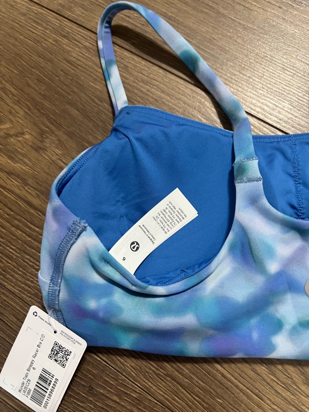Lululemon Wunder Train Strappy Racer Bra C/D Filament Blue Multi Size 6 NWT - Picture 5 of 6